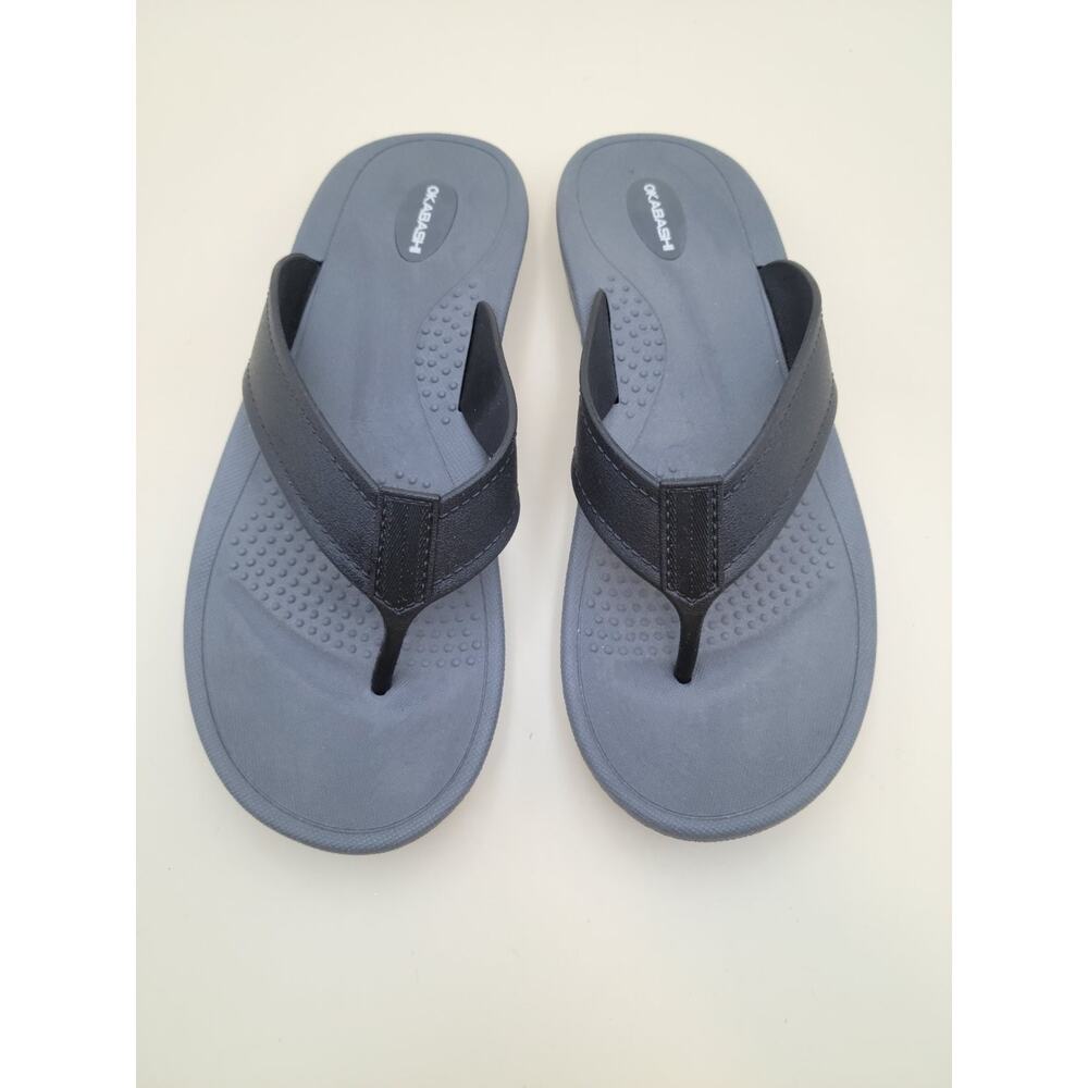 Okabashi Surf Men's Flip Flop Sandals Size 9-10 Gray Rubber Arch Support USA
